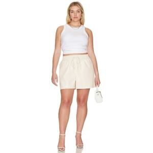 Good American Better Than Leather Shorts Elastic Waist Bone Ivory Size 2XL